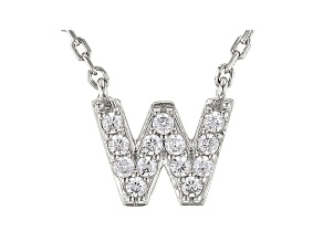 White Cubic Zirconia Rhodium Over Sterling Silver W Necklace 0.20ctw