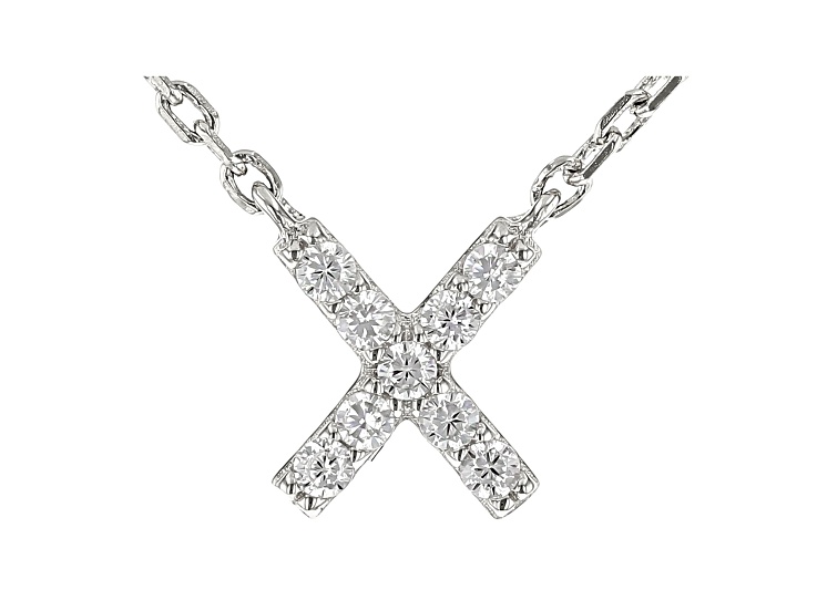 White Cubic Zirconia Rhodium Over Sterling Silver X Necklace 0.14ctw