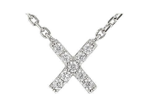 White Cubic Zirconia Rhodium Over Sterling Silver X Necklace 0.14ctw