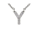 White Cubic Zirconia Rhodium Over Sterling Silver Y Necklace 0.08ctw