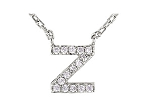 White Cubic Zirconia Rhodium Over Sterling Silver Z Necklace 0.13ctw