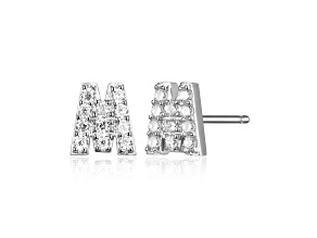 White Cubic Zirconia Rhodium Over Sterling Silver M Earrings 0.34ctw