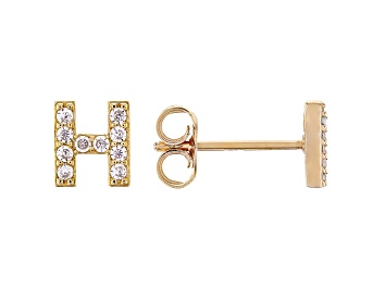 Picture of White Cubic Zirconia 18K Yellow Gold Over Sterling Silver H Earrings 0.31ctw