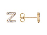 White Cubic Zirconia 18K Yellow Gold Over Sterling Silver Z Earrings 0.27ctw
