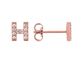 White Cubic Zirconia 18K Rose Gold Over Sterling Silver H Earrings 0.31ctw