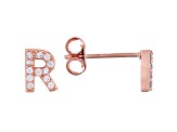 White Cubic Zirconia 18K Rose Gold Over Sterling Silver R Earrings 0.21ctw