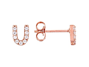 Picture of White Cubic Zirconia 18K Rose Gold Over Sterling Silver U Earrings 0.28ctw