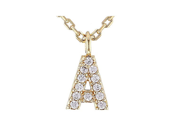 White Cubic Zirconia 18K Yellow Gold Over Sterling Silver A Necklace 0.10ctw