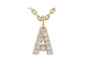 White Cubic Zirconia 18K Yellow Gold Over Sterling Silver A Necklace 0.10ctw