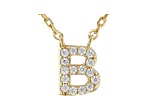White Cubic Zirconia 18K Yellow Gold Over Sterling Silver B Necklace 0.14ctw