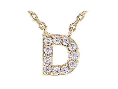 White Cubic Zirconia 18K Yellow Gold Over Sterling Silver D Necklace 0.17ctw