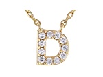 White Cubic Zirconia 18K Yellow Gold Over Sterling Silver D Necklace 0.17ctw