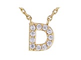 White Cubic Zirconia 18K Yellow Gold Over Sterling Silver D Necklace 0.17ctw