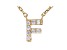 White Cubic Zirconia 18K Yellow Gold Over Sterling Silver F Necklace 0.12ctw