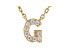 White Cubic Zirconia 18K Yellow Gold Over Sterling Silver G Necklace 0.14ctw