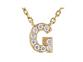 White Cubic Zirconia 18K Yellow Gold Over Sterling Silver G Necklace 0.14ctw