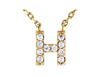 White Cubic Zirconia 18K Yellow Gold Over Sterling Silver H Necklace 0.15ctw