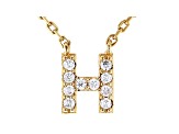 White Cubic Zirconia 18K Yellow Gold Over Sterling Silver H Necklace 0.15ctw