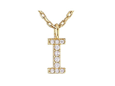 White Cubic Zirconia 18K Yellow Gold Over Sterling Silver I Necklace 0.06ctw