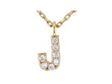 White Cubic Zirconia 18K Yellow Gold Over Sterling Silver J Necklace 0.11ctw