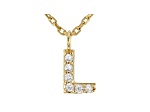 White Cubic Zirconia 18K Yellow Gold Over Sterling Silver L Necklace 0.09ctw