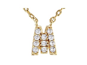 White Cubic Zirconia 18K Yellow Gold Over Sterling Silver M Necklace 0.17ctw
