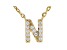 White Cubic Zirconia 18K Yellow Gold Over Sterling Silver N Necklace 0.11ctw