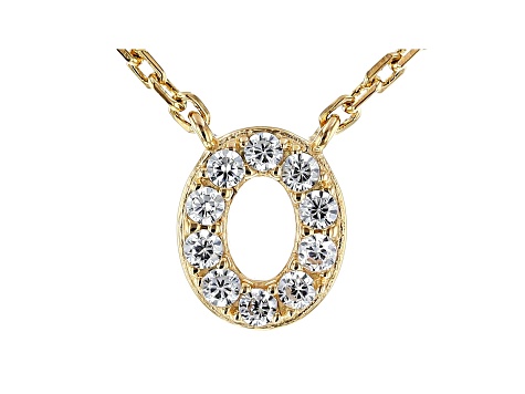 White Cubic Zirconia 18K Yellow Gold Over Sterling Silver O Necklace 0.15ctw