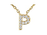 White Cubic Zirconia 18K Yellow Gold Over Sterling Silver P Necklace 0.09ctw