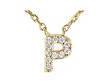 White Cubic Zirconia 18K Yellow Gold Over Sterling Silver P Necklace 0.09ctw