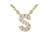 White Cubic Zirconia 18K Yellow Gold Over Sterling Silver S Necklace 0.09ctw