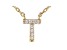 White Cubic Zirconia 18K Yellow Gold Over Sterling Silver T Necklace 0.07ctw