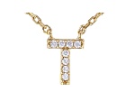 White Cubic Zirconia 18K Yellow Gold Over Sterling Silver T Necklace 0.07ctw