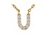White Cubic Zirconia 18K Yellow Gold Over Sterling Silver U Necklace 0.18ctw