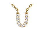 White Cubic Zirconia 18K Yellow Gold Over Sterling Silver U Necklace 0.18ctw