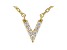 White Cubic Zirconia 18K Yellow Gold Over Sterling Silver V Necklace 0.11ctw