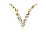 White Cubic Zirconia 18K Yellow Gold Over Sterling Silver V Necklace 0.11ctw