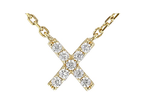 White Cubic Zirconia 18K Yellow Gold Over Sterling Silver X Necklace 0.14ctw