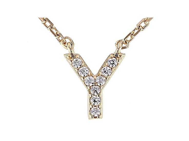 White Cubic Zirconia 18K Yellow Gold Over Sterling Silver Y Necklace 0.08ctw