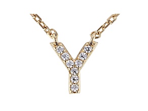 White Cubic Zirconia 18K Yellow Gold Over Sterling Silver Y Necklace 0.08ctw