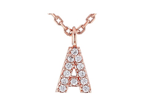 White Cubic Zirconia 18K Rose Gold Over Sterling Silver A Necklace 0.10ctw
