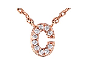 White Cubic Zirconia 18K Rose Gold Over Sterling Silver C Necklace 0.09ctw