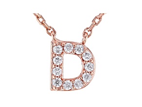 White Cubic Zirconia 18K Rose Gold Over Sterling Silver D Necklace 0.17ctw