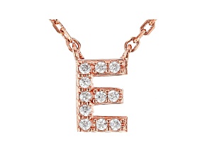 White Cubic Zirconia 18K Rose Gold Over Sterling Silver E Necklace 0.09ctw
