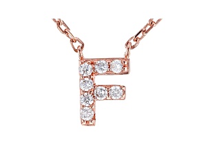 White Cubic Zirconia 18K Rose Gold Over Sterling Silver F Necklace 0.12ctw