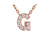 White Cubic Zirconia 18K Rose Gold Over Sterling Silver G Necklace 0.14ctw
