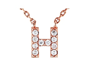 White Cubic Zirconia 18K Rose Gold Over Sterling Silver H Necklace 0.15ctw