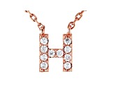 White Cubic Zirconia 18K Rose Gold Over Sterling Silver H Necklace 0.15ctw