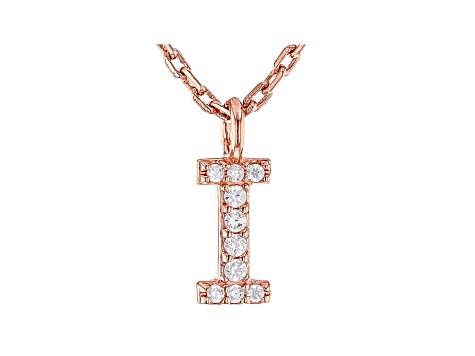 White Cubic Zirconia 18K Rose Gold Over Sterling Silver I Necklace 0.06ctw