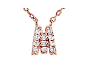 White Cubic Zirconia 18K Rose Gold Over Sterling Silver M Necklace 0.17ctw